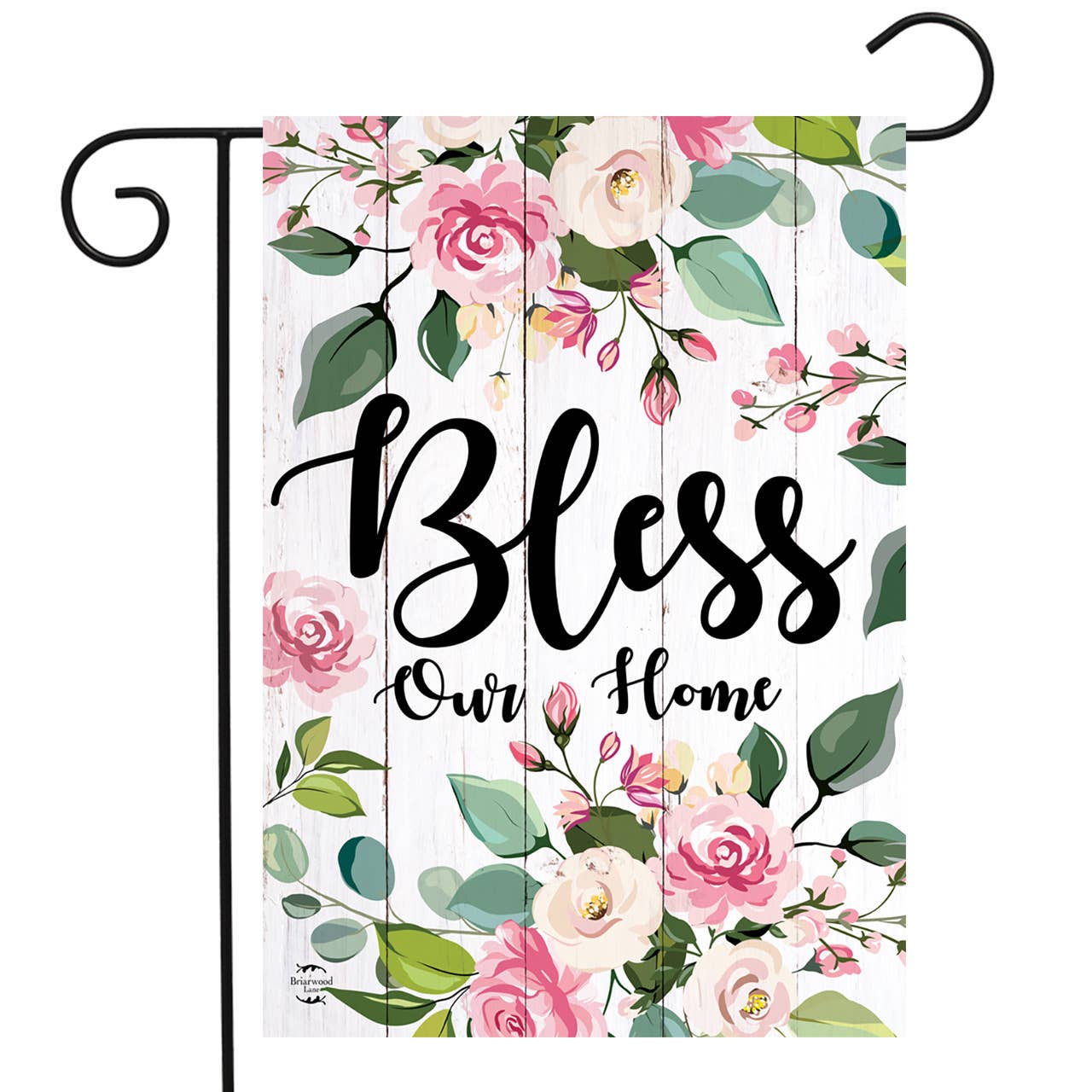 Floral Bless Our Home Double-Sided Garden Flag