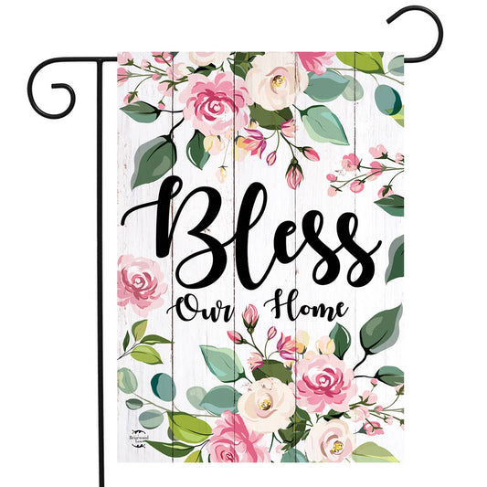Floral Bless Our Home Double-Sided Garden Flag