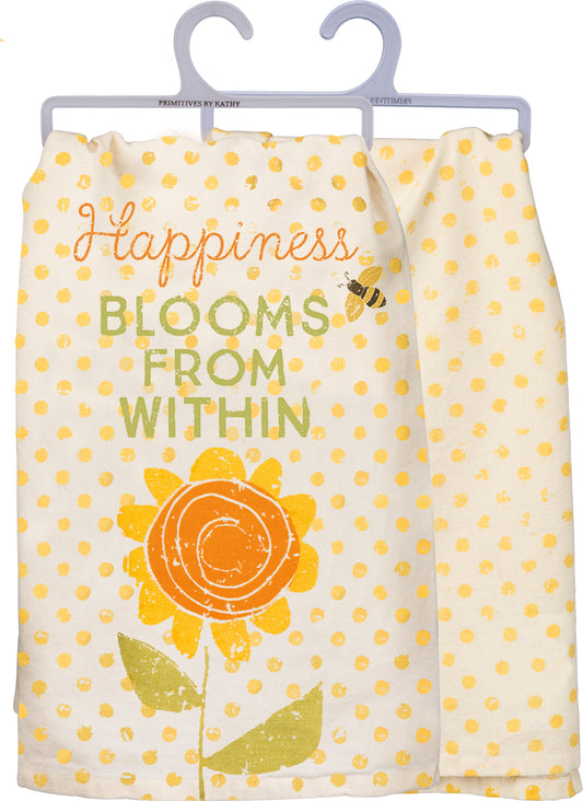 Happiness Blooms from Within Dish Towel