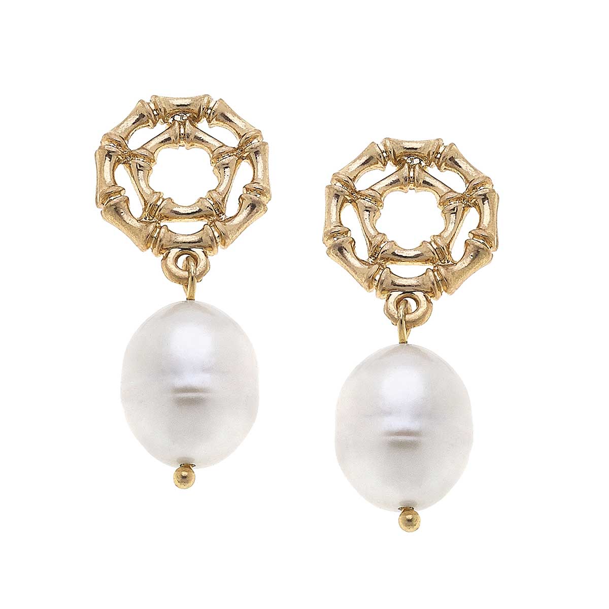 Jenny Bamboo & Pearl Drop Earrings