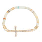 CROSS RHINESTONE NATURAL STONE STRETCH BRACELET