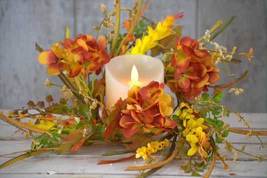 Fall Hydrangea 6.5" Candle Ring