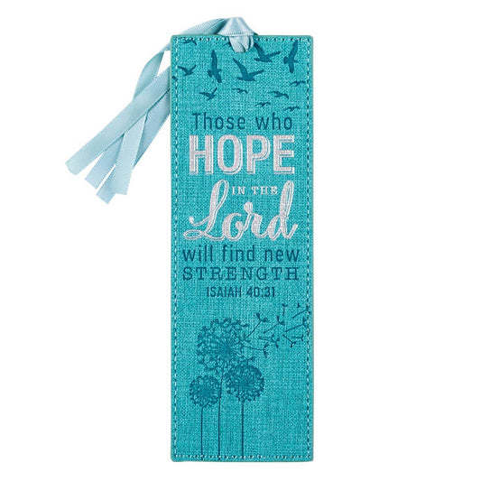 Hope in the Lord Teal Faux Leather Bookmark