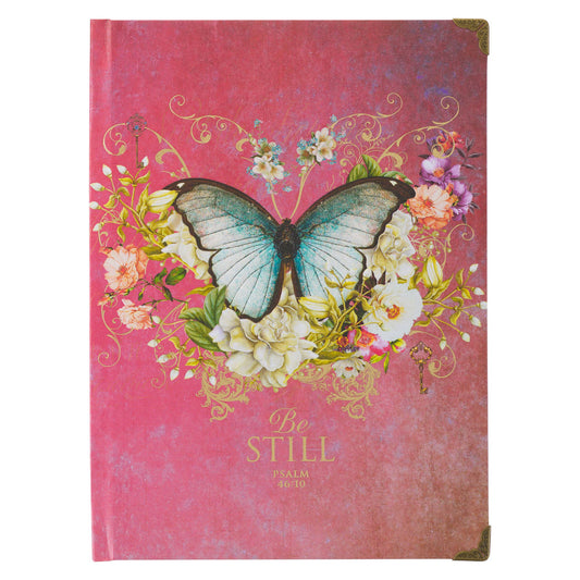 Pink Be Still Butterfly Hardcover Journal - Psalm 46:10