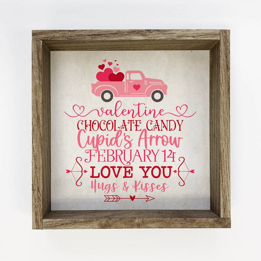 Cute Valentine's Things List Truck 6x6" Wood Framed Sign