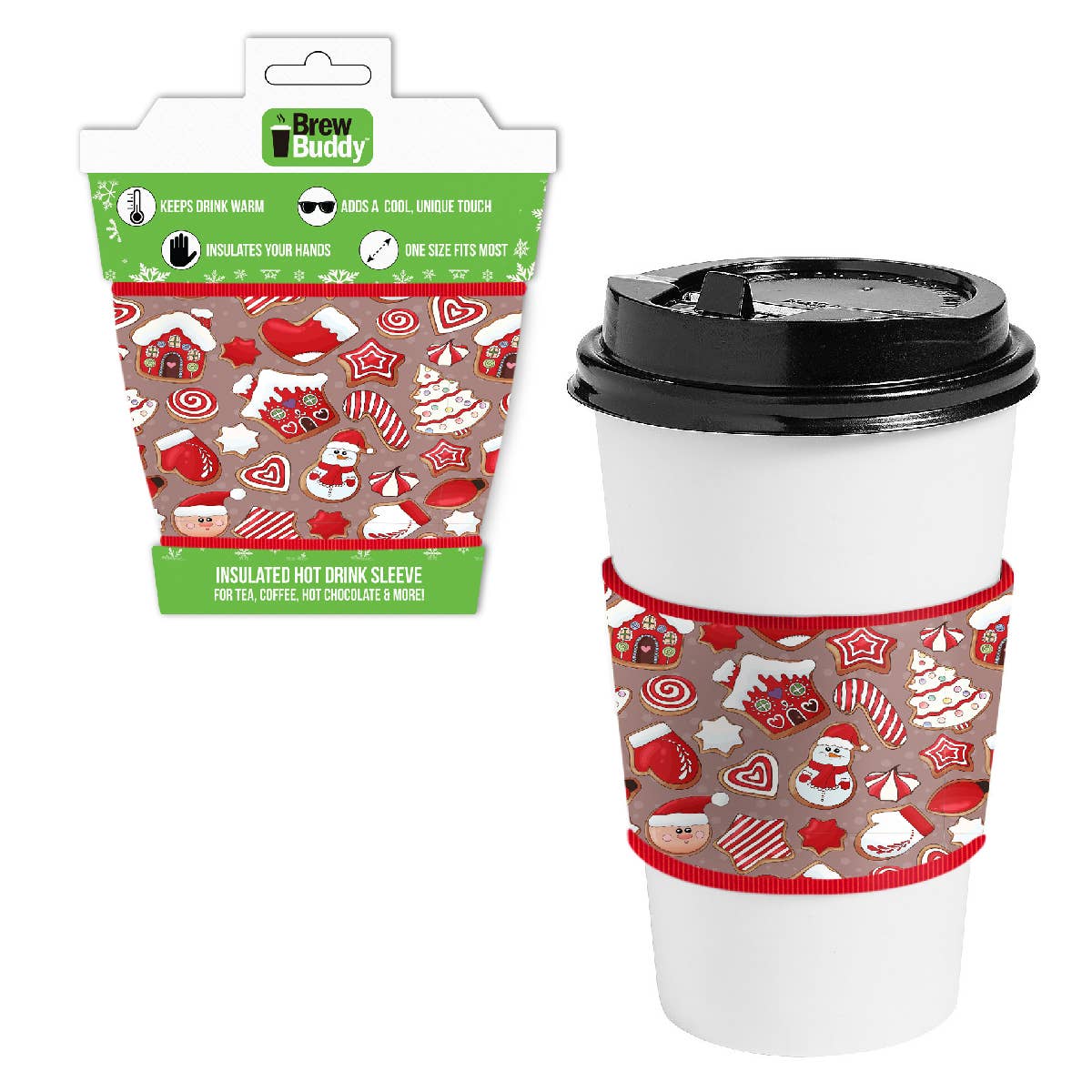 Brew Buddy Coffee + Hot Chocolate Sleeve | Happy Holidays