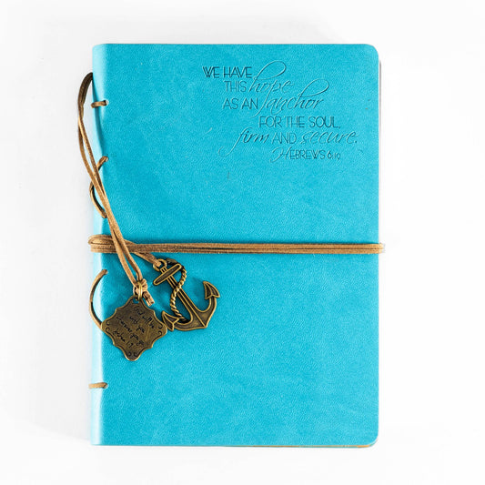 Faux Leather Journal Anchor Charm (Aqua)