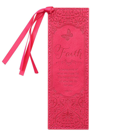 Faith Pink Faux Leather Bookmark