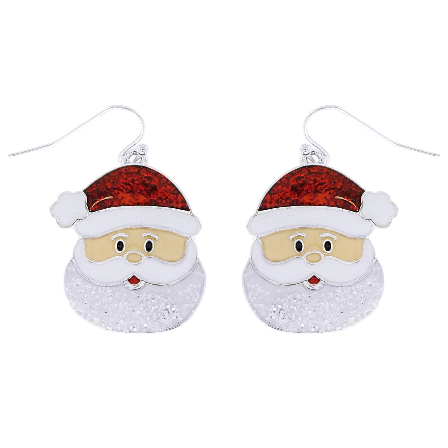 Santa Christmas Enamel Dangle Earrings