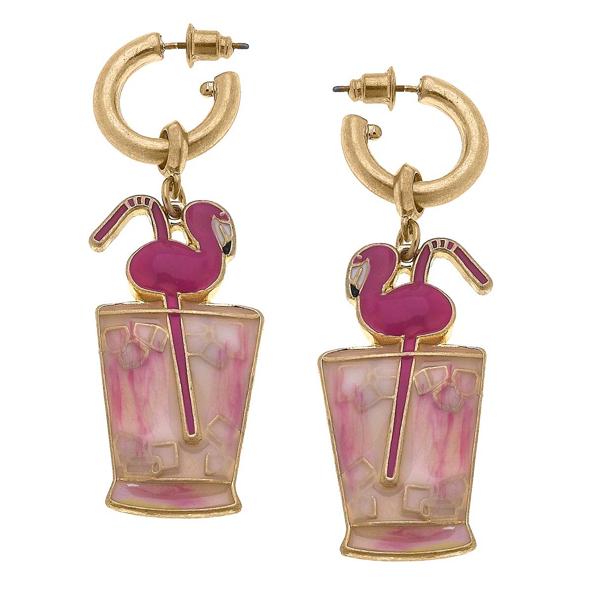 Flamingo Enamel Cocktail Earrings