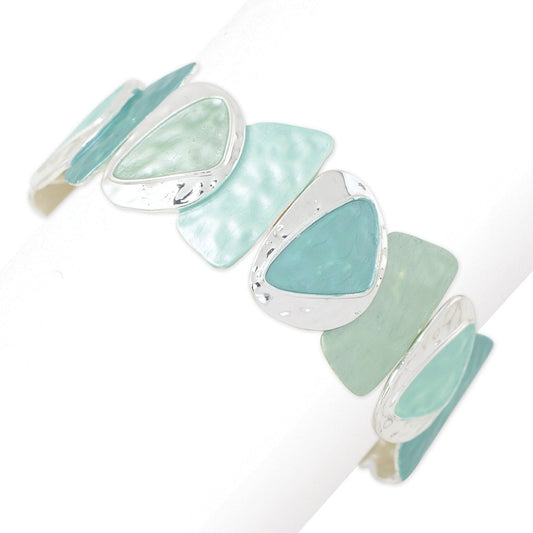 Hammered & Soft Teal Enamel Bracelet