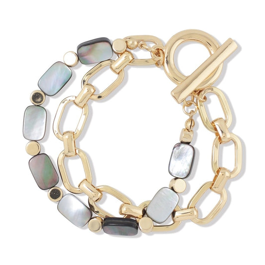 Gold Links with Mother of Pearl Bracelet