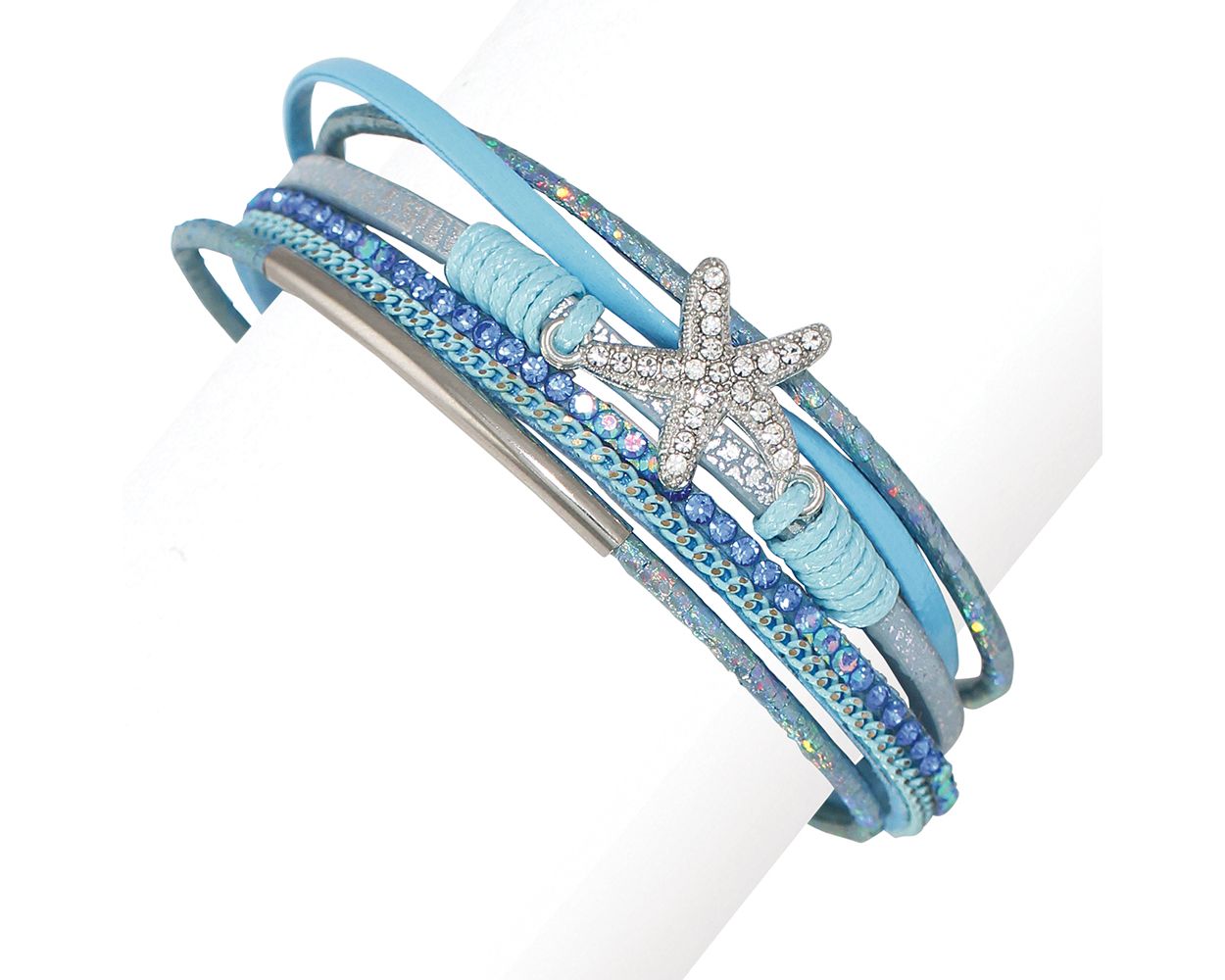 Silver Star Blue Layered Bracelet