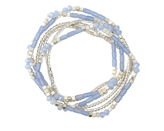 Silver with Blue Beads Bracelet