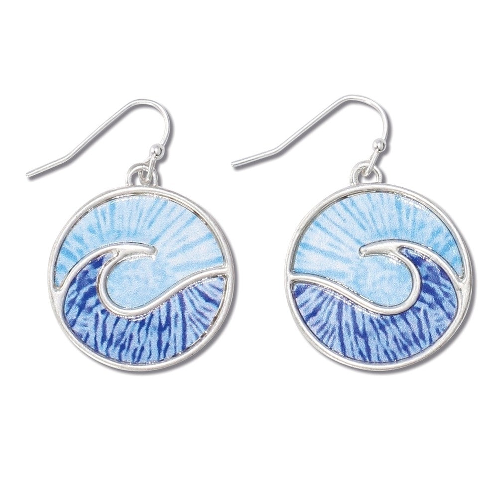 Enamel Blue Waves Earrings