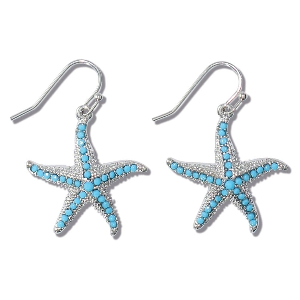 Turquoise Bead Starfish Earrings