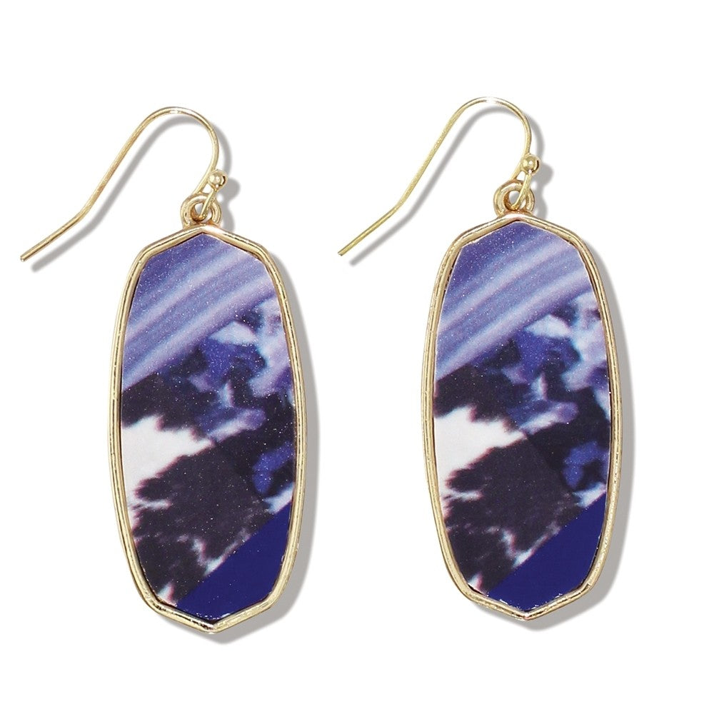 Abstract Navy Print Earrings