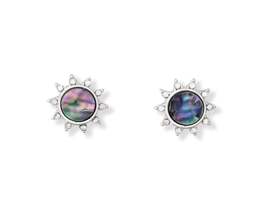 Silver Abalone Suns Earrings