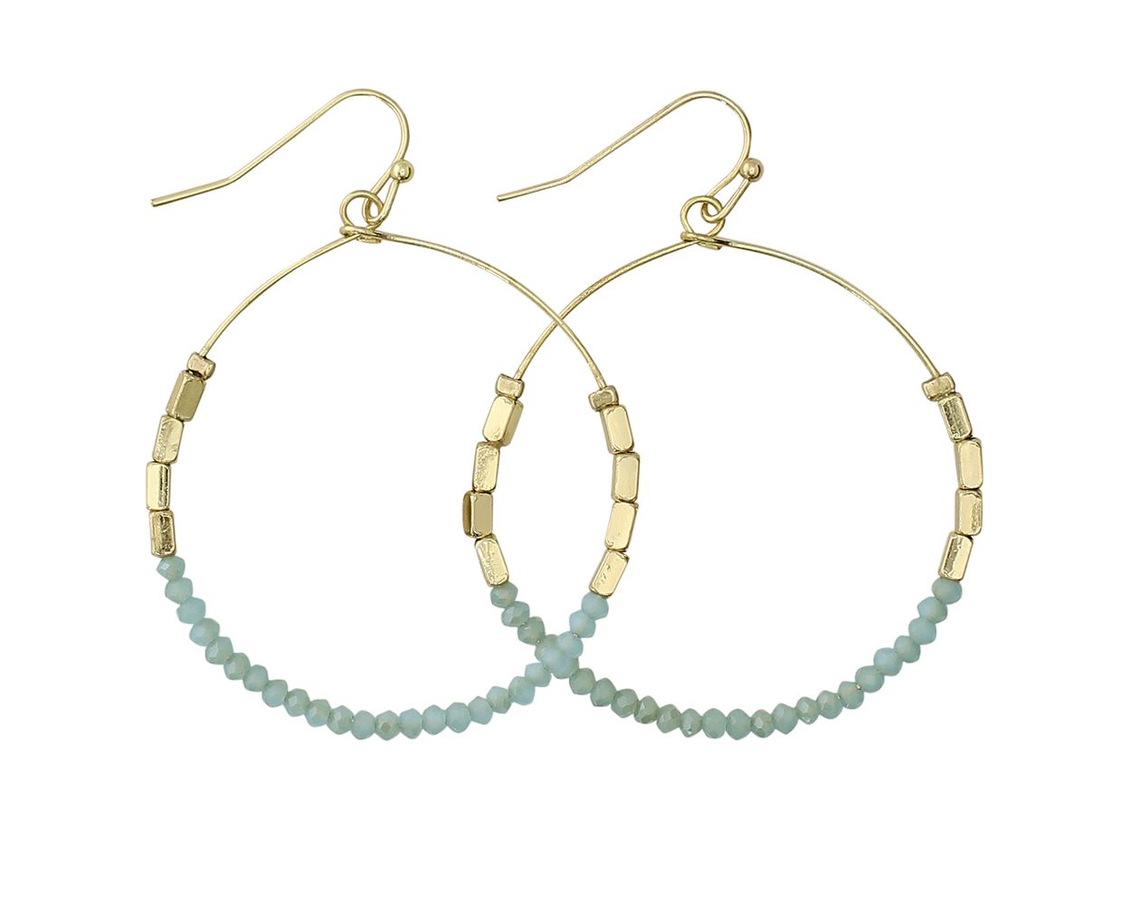Aqua and Gold Beads Earrings