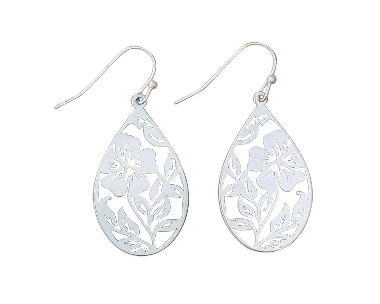 Silver Floral Drops Earrings