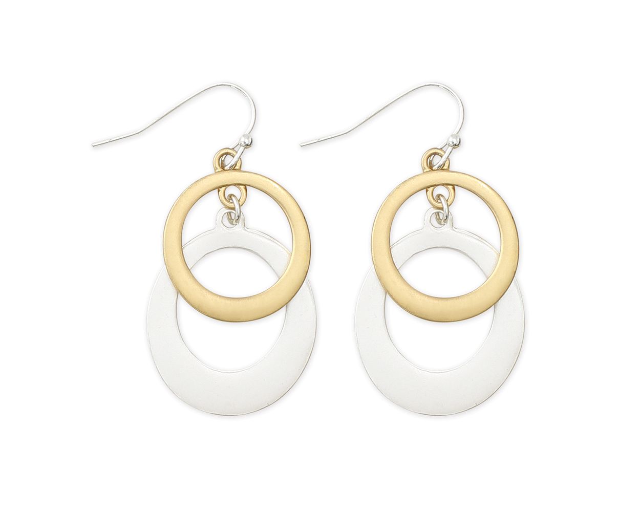 Linked Two-Tone Rounds Earrings