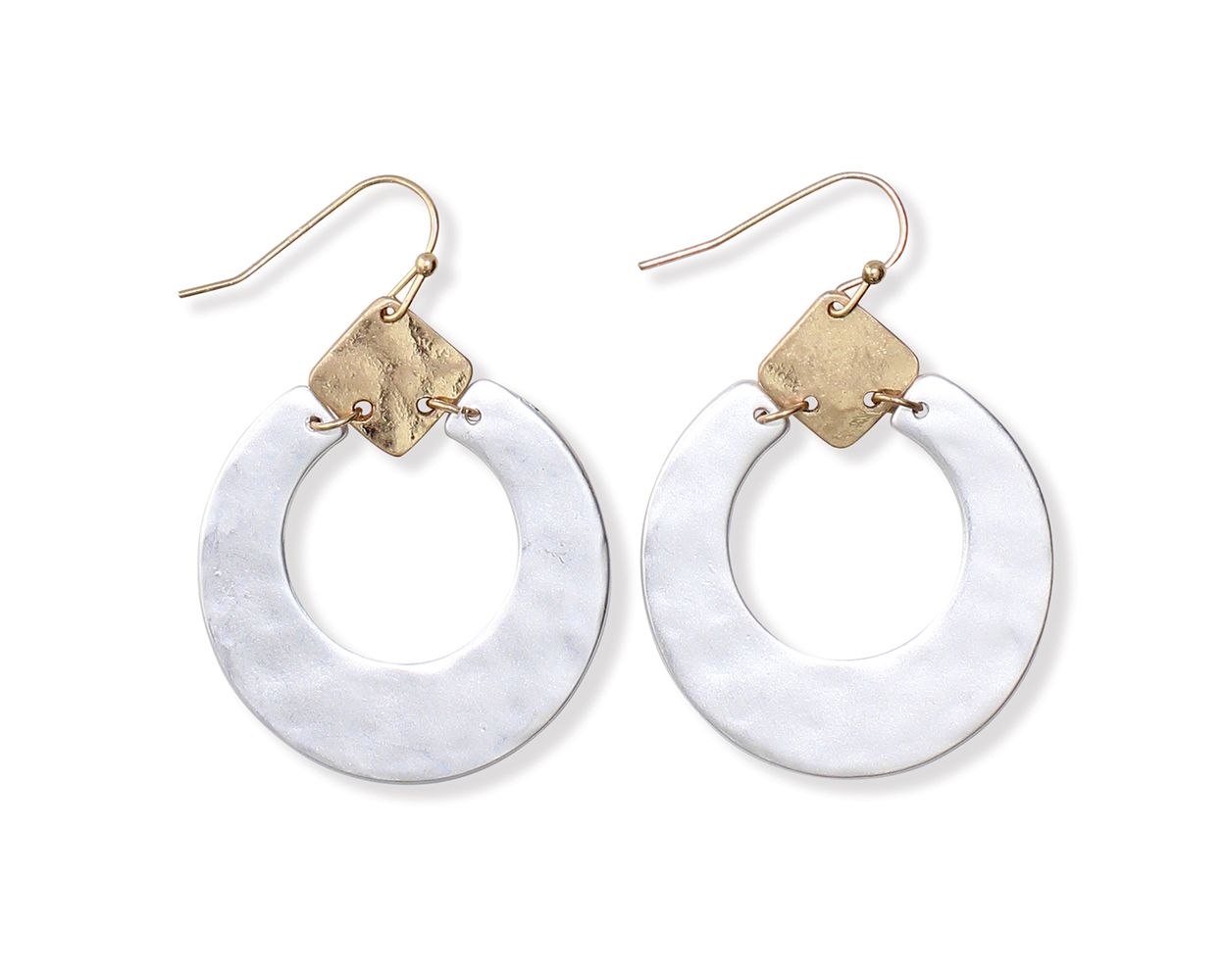 Hammered Circle Gold Earrings