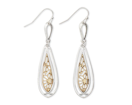 Two-Toned Etched Drops Earrings