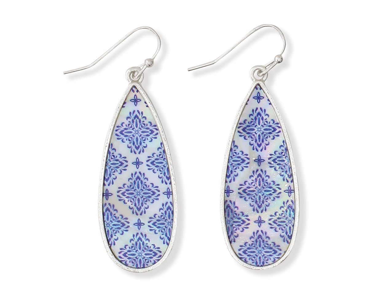 Blue & White Patterned Earrings