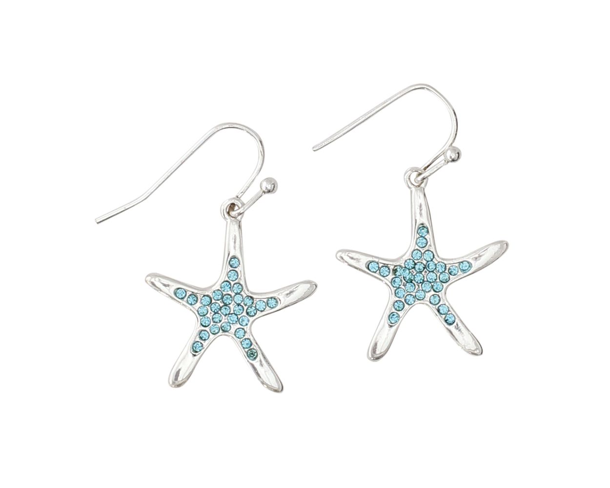 Starfish with Blue Crystals Earrings