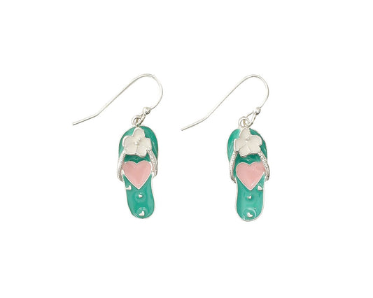 Flip Flops Teal with Pink Earrings