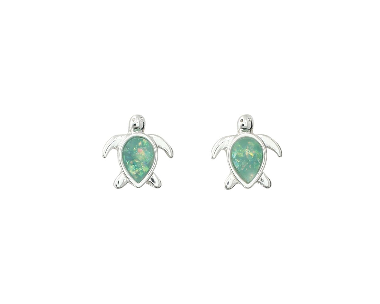 Mint Glitter Turtles Earrings