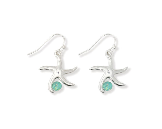 Starfish with Mint Glitter Earrings