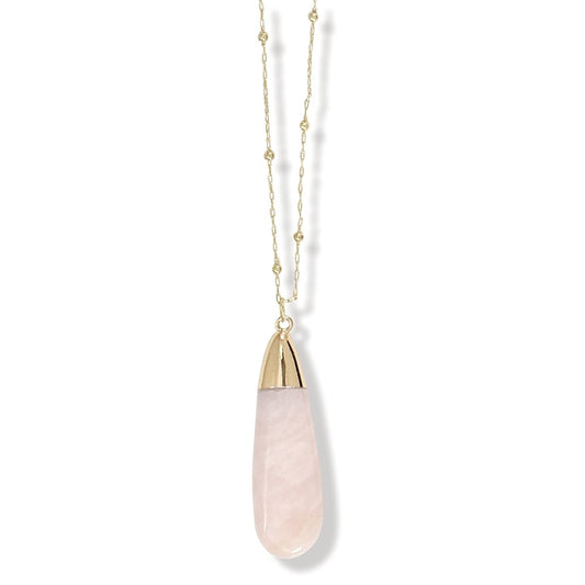 Gold with Rose Quartz Stone Necklace