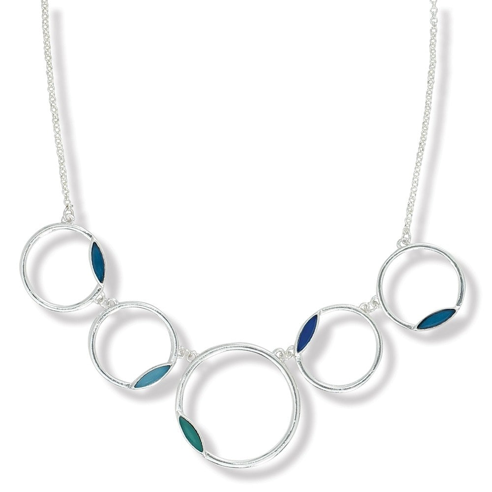 Silver Circles with Blue Accents Necklace