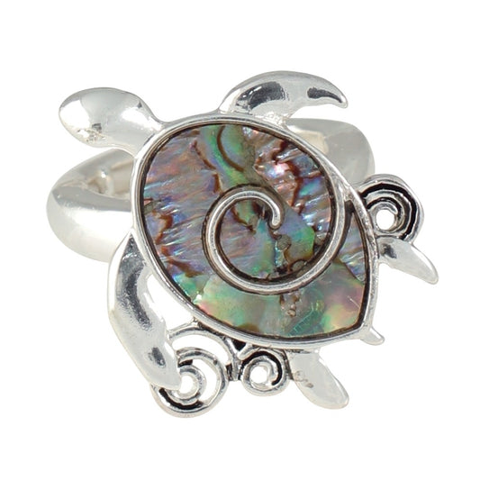 Silver with Abalone Turtle Ring