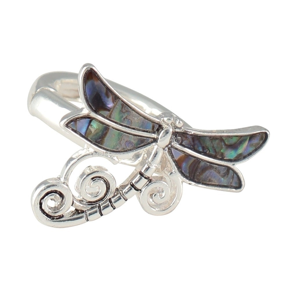 Silver with Abalone Dragonfly Ring