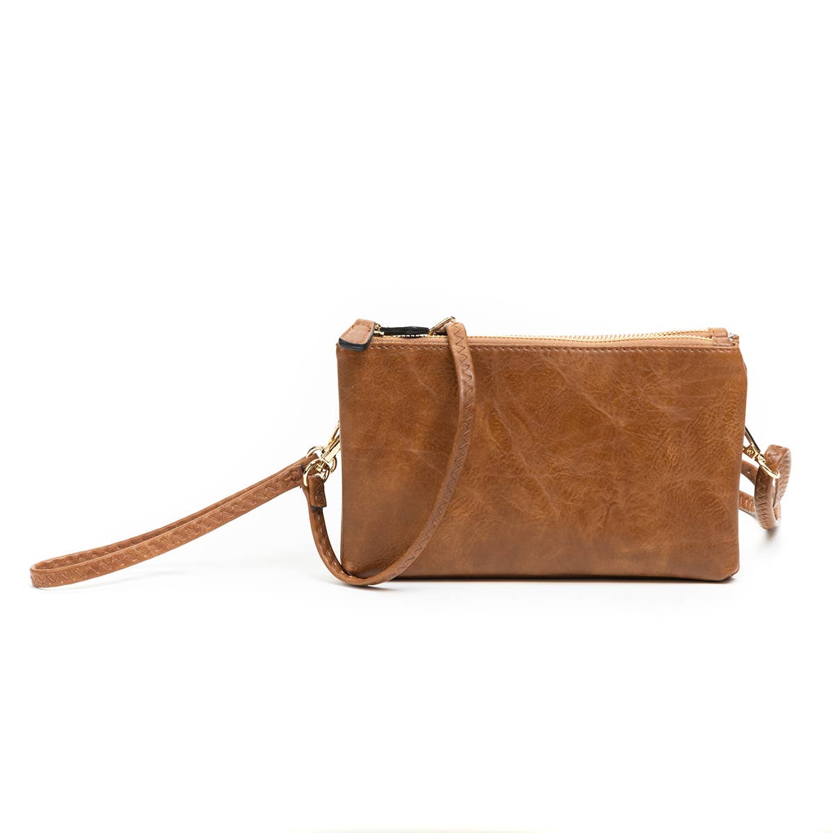 Miley Dual Zipper Crossbody/Clutch - Brown