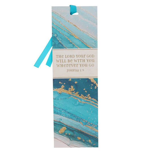 The LORD Will Be With You Bluel Marbled Premium Bookmark - Joshua 1:9