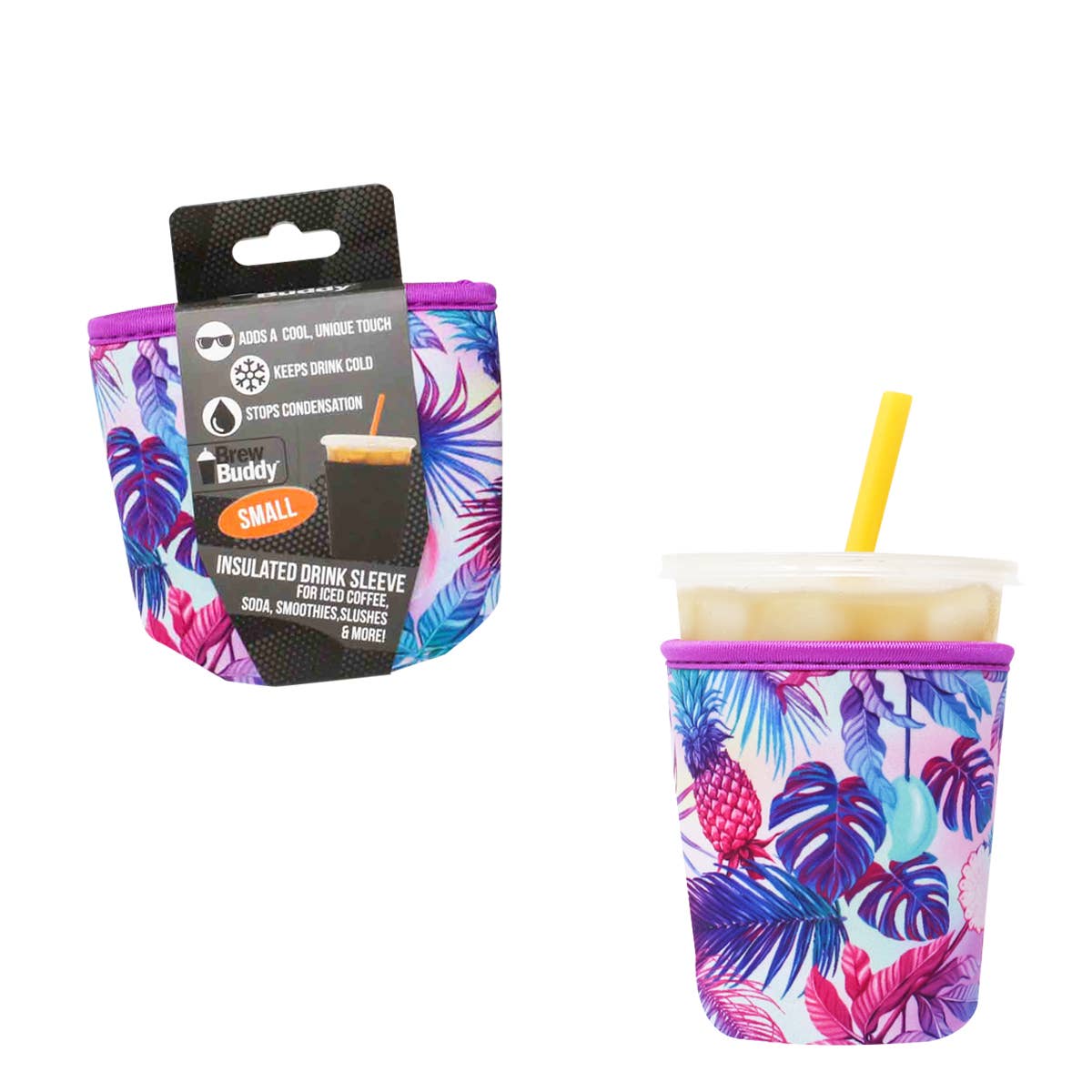 Brew Buddy Insulated Iced Coffee Sleeve - Pineapple Palm (Small)