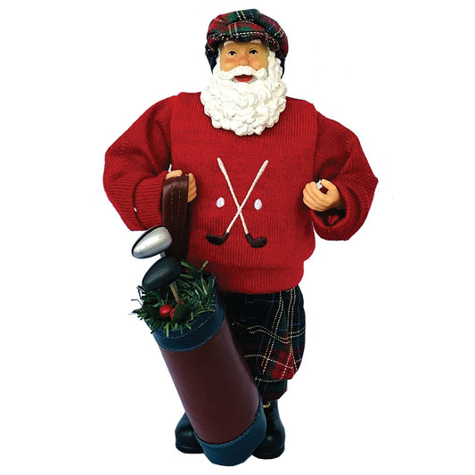 12" Red Sweater Golfing Claus