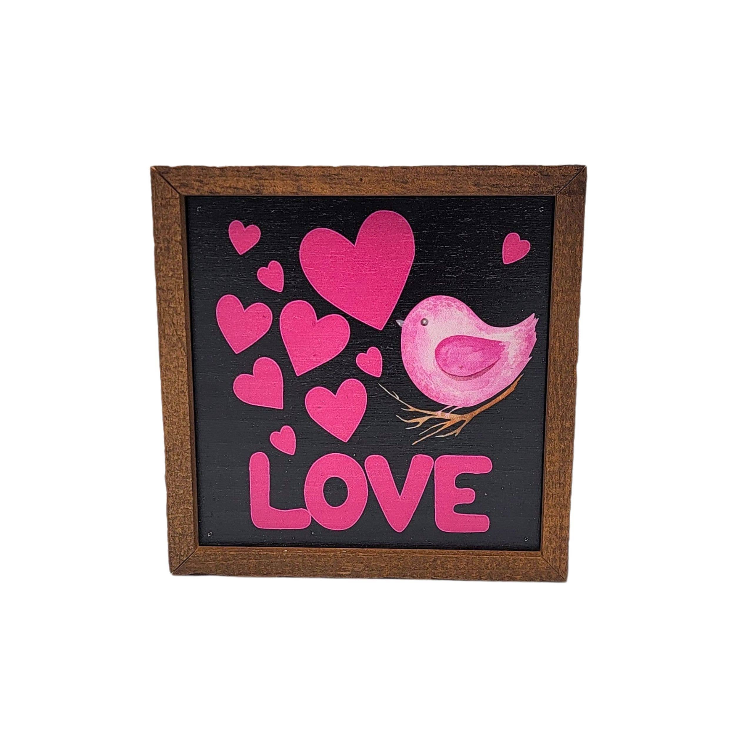 6x6 Love Birds Valentines Day Wood Sign