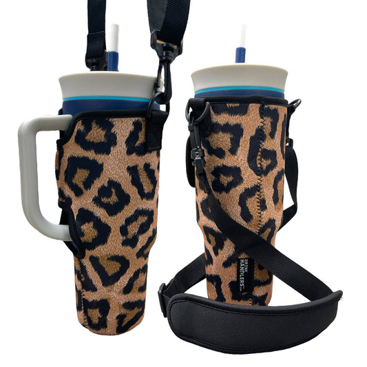 Leopard 40oz Tumbler With Handle Sleeve