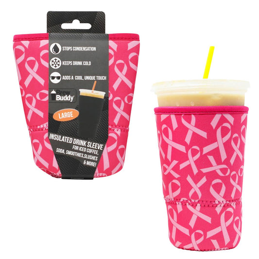 Insulated Iced Coffee Sleeve (Large) - Breast Cancer Support