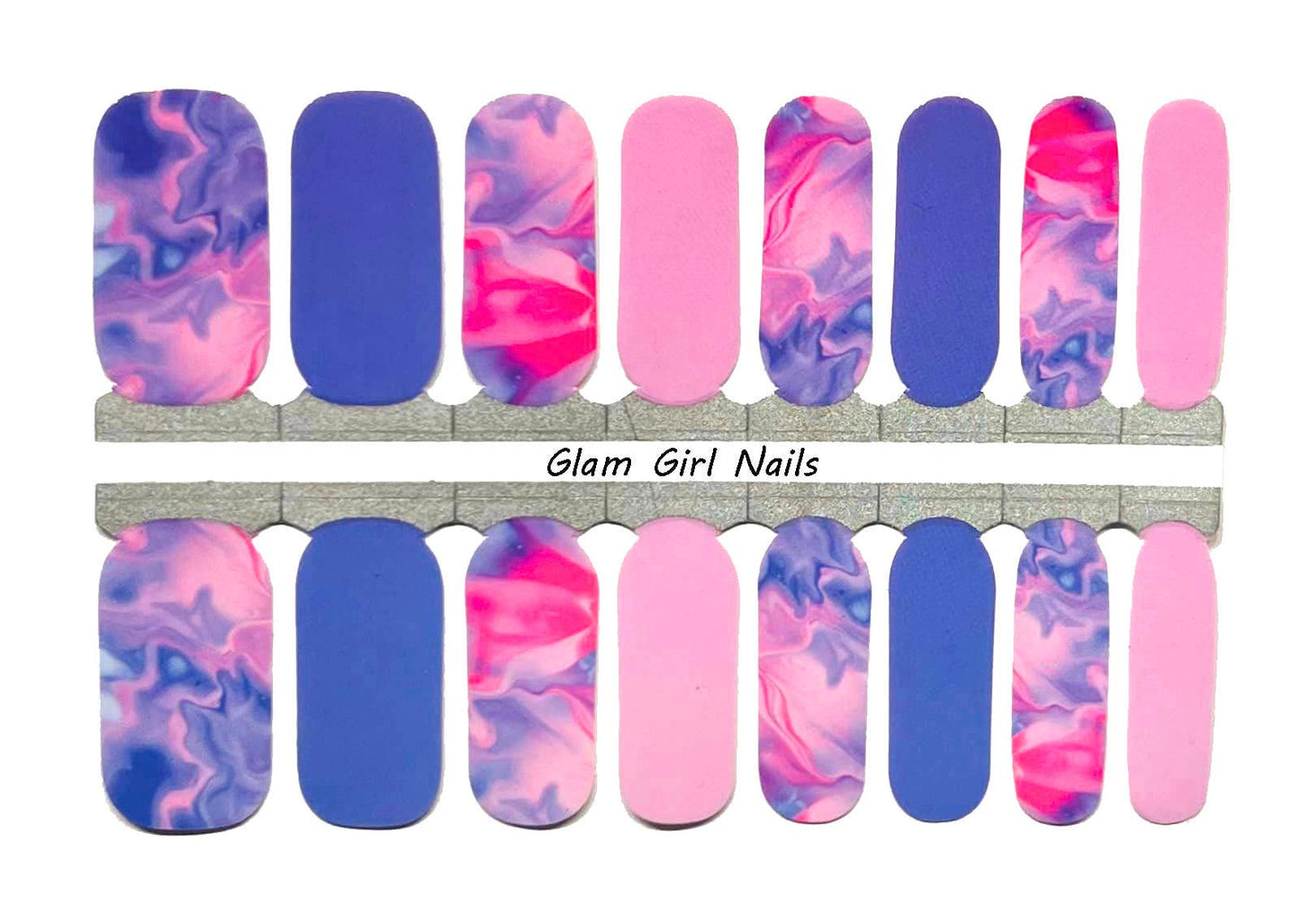 Pink and Purple Marble Nail Wraps