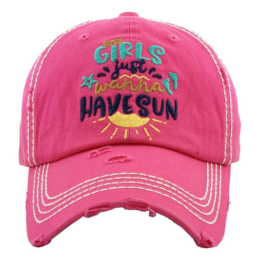 Girls Just Wanna Have Sun Hot Pink Hat