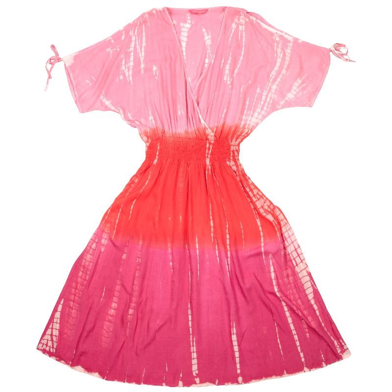 Tied Shoulder Dress - Tie Dye Pink