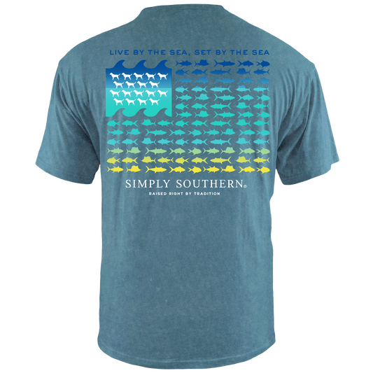 Men's "Live By the Sea, Set By the Sea" Flag Shirt