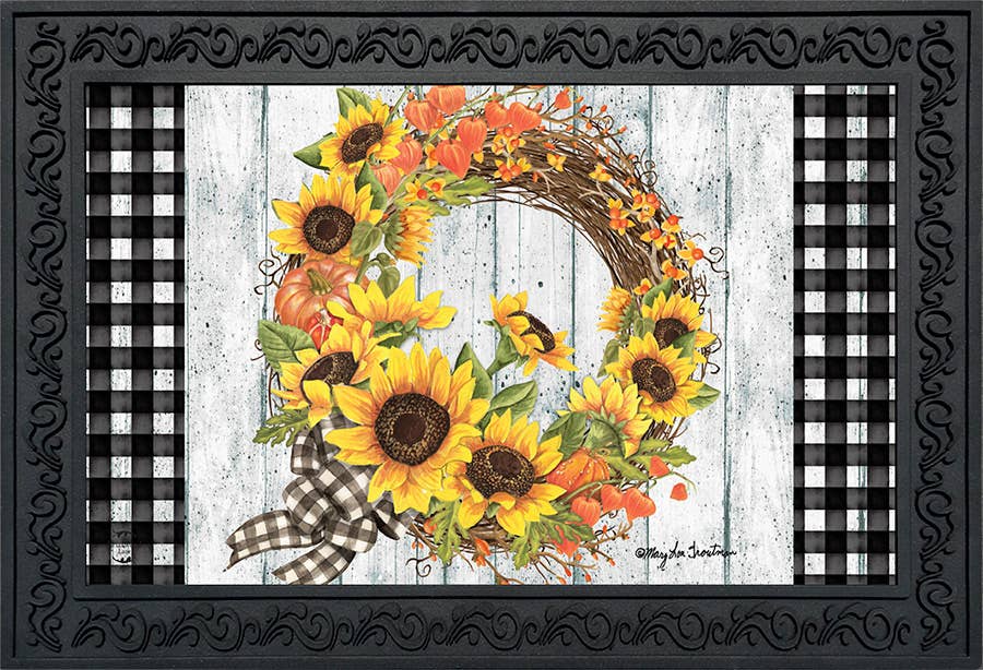 Sunflower Fall Wreath Doormat