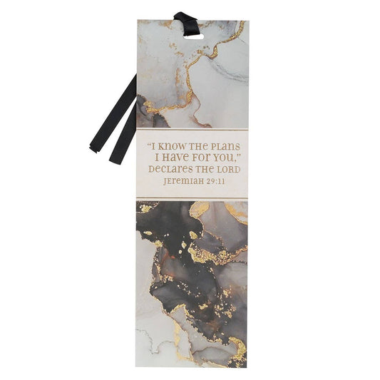 I Know The Plans Black and Gray Marbled Premium Bookmark - Jeremiah 29:11