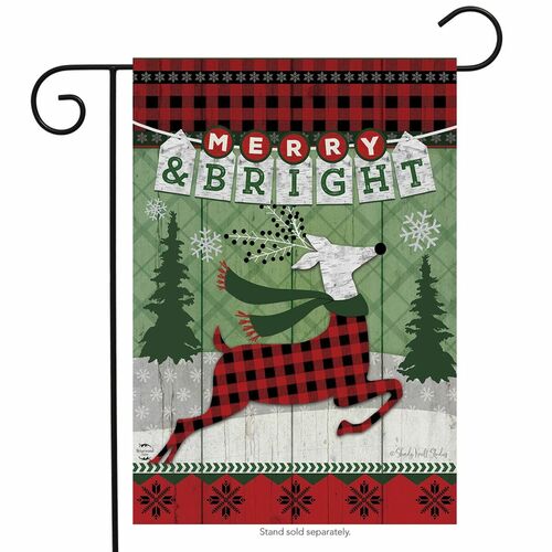 Merry and Bright Reindeer Garden Flag